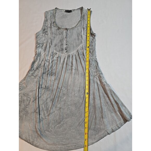 Pol Womens Gray mineral wash tunic sleeveless floral embroidery Size S - Picture 14 of 15